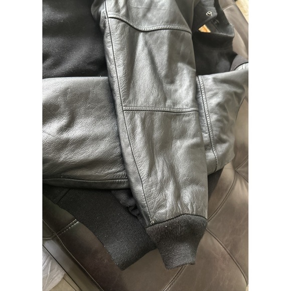 Hard Rock Cafe Atlanta Sze Med Leather Wool Jacket Blk Love Serve ALL 90's Retro - Picture 15 of 16